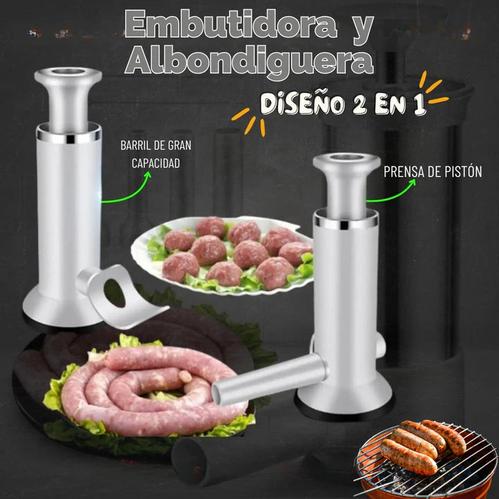 Embutidora 2 en 1 de Chorizos y Albóndigas 2025° embutidos caseros, frescos y listos para la parrilla