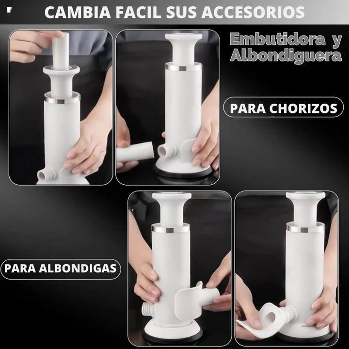 Embutidora 2 en 1 de Chorizos y Albóndigas 2025° embutidos caseros, frescos y listos para la parrilla