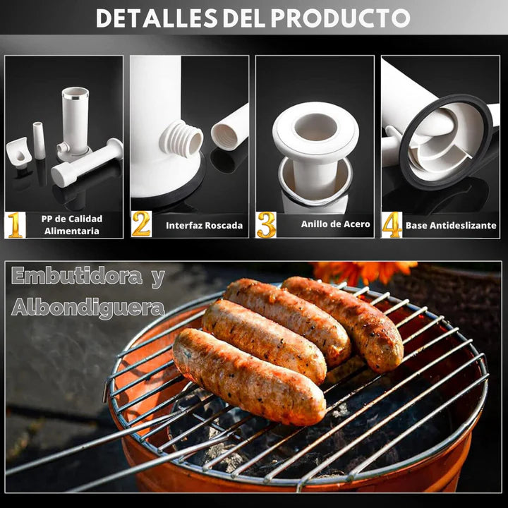 Embutidora 2 en 1 de Chorizos y Albóndigas 2025° embutidos caseros, frescos y listos para la parrilla