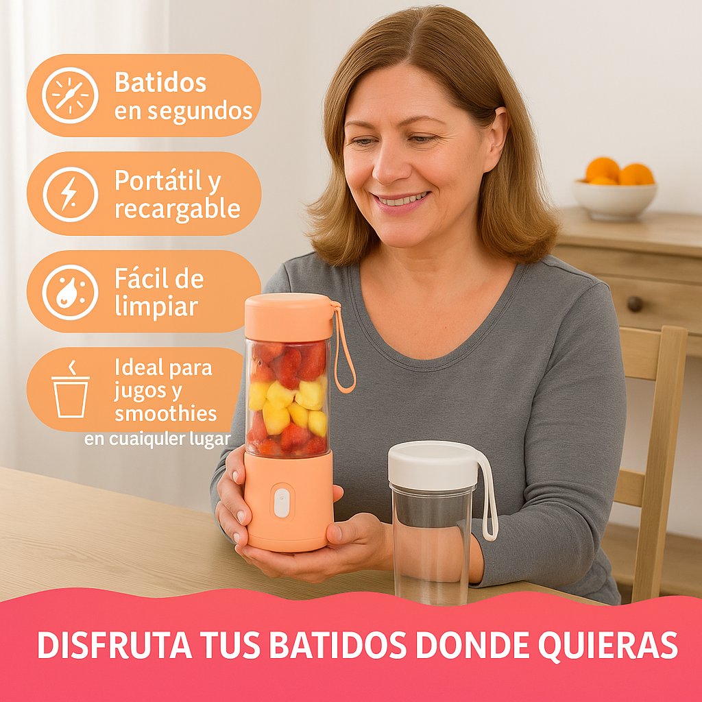 Mini Licuadora Bambomix°🍑 + Vaso 2 vasos portatiles de Regalo 🎁