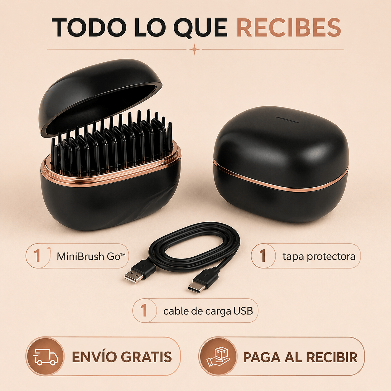 MiniBrush Go™ + 3 niveles de temperatura + cable de carga USB