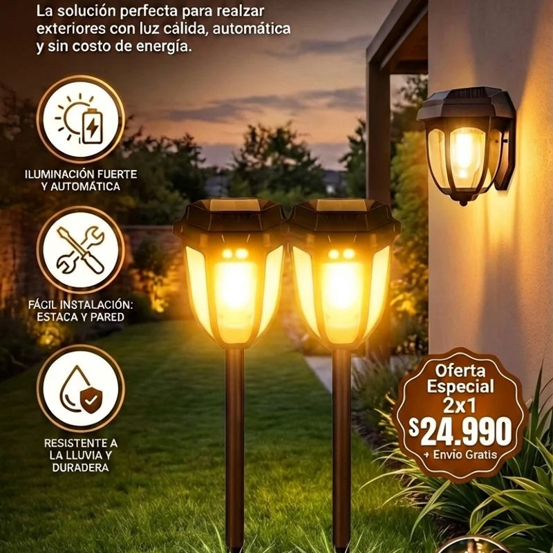 💡 Luz Solar Exterior 2-en-1 con Sensor de Movimiento | Pared o Estaca |