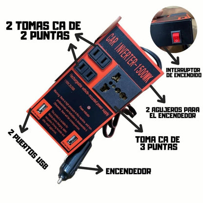Voltify™ Inversor de corriente Transforma tu vehículo en una fuente de energía portátil con nuestro