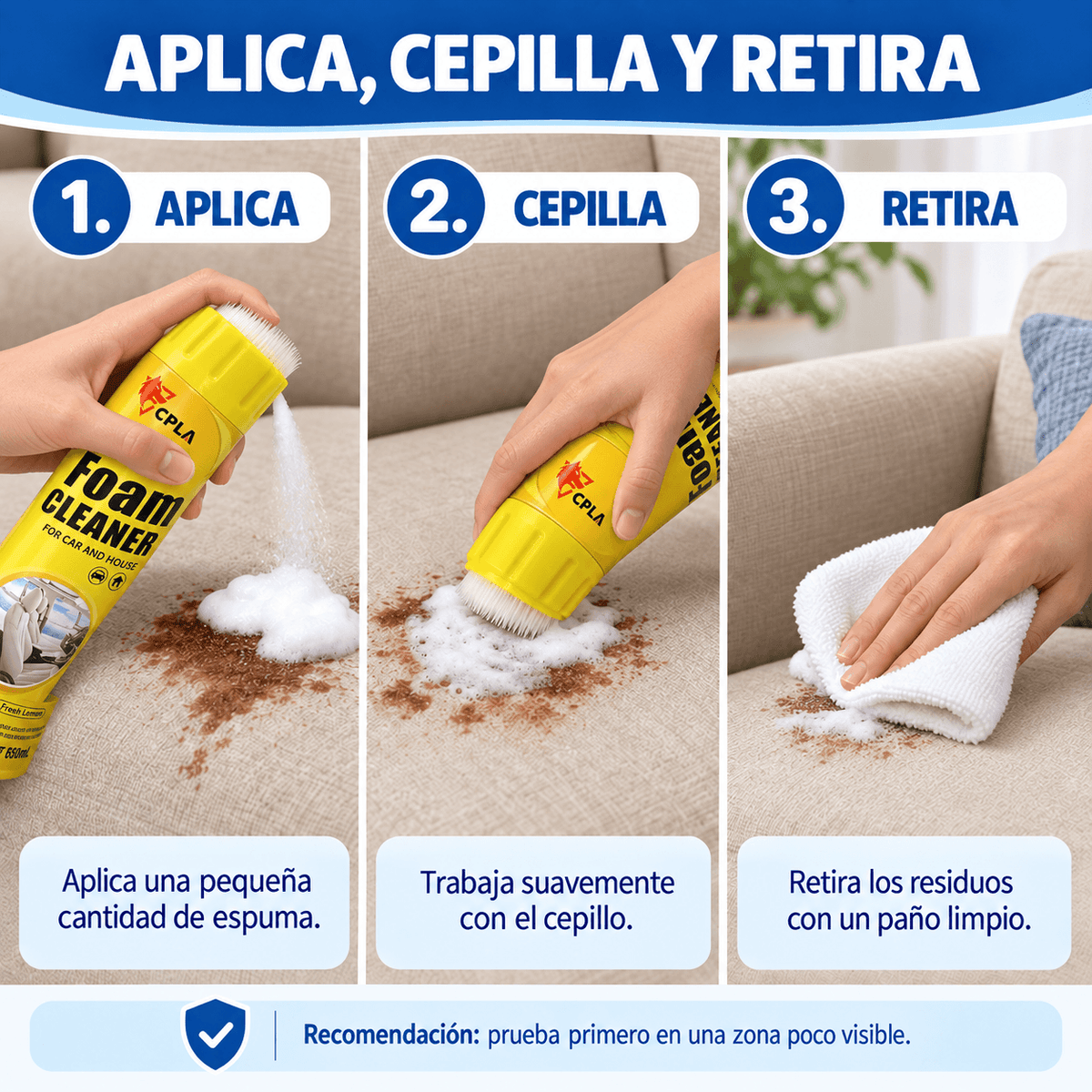 DesmanchaFoam Pro™ OFERTA 2×1 Espuma Limpiadora para Sofás, Colchones y Tapizados