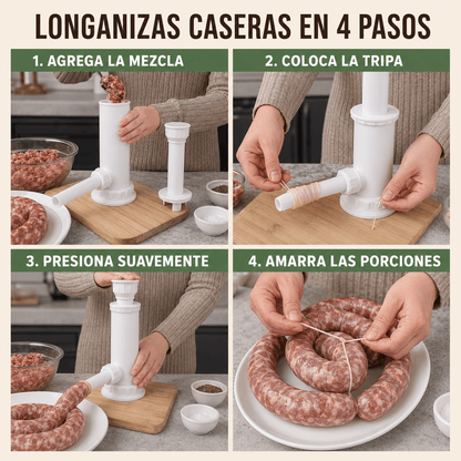 LongaMaker Pro™ | Embutidora Manual + 4 Boquillas