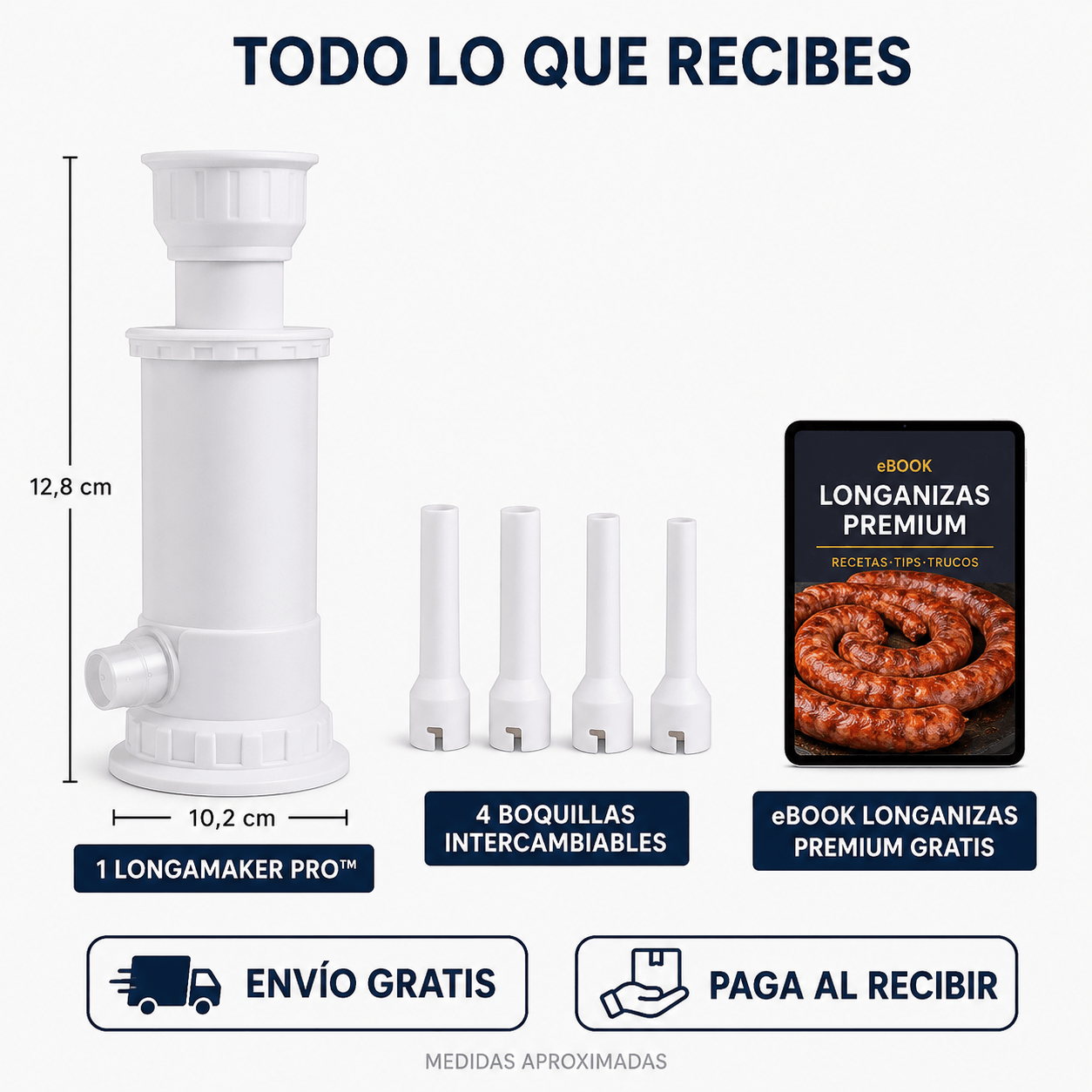 LongaMaker Pro™ | Embutidora Manual + 4 Boquillas