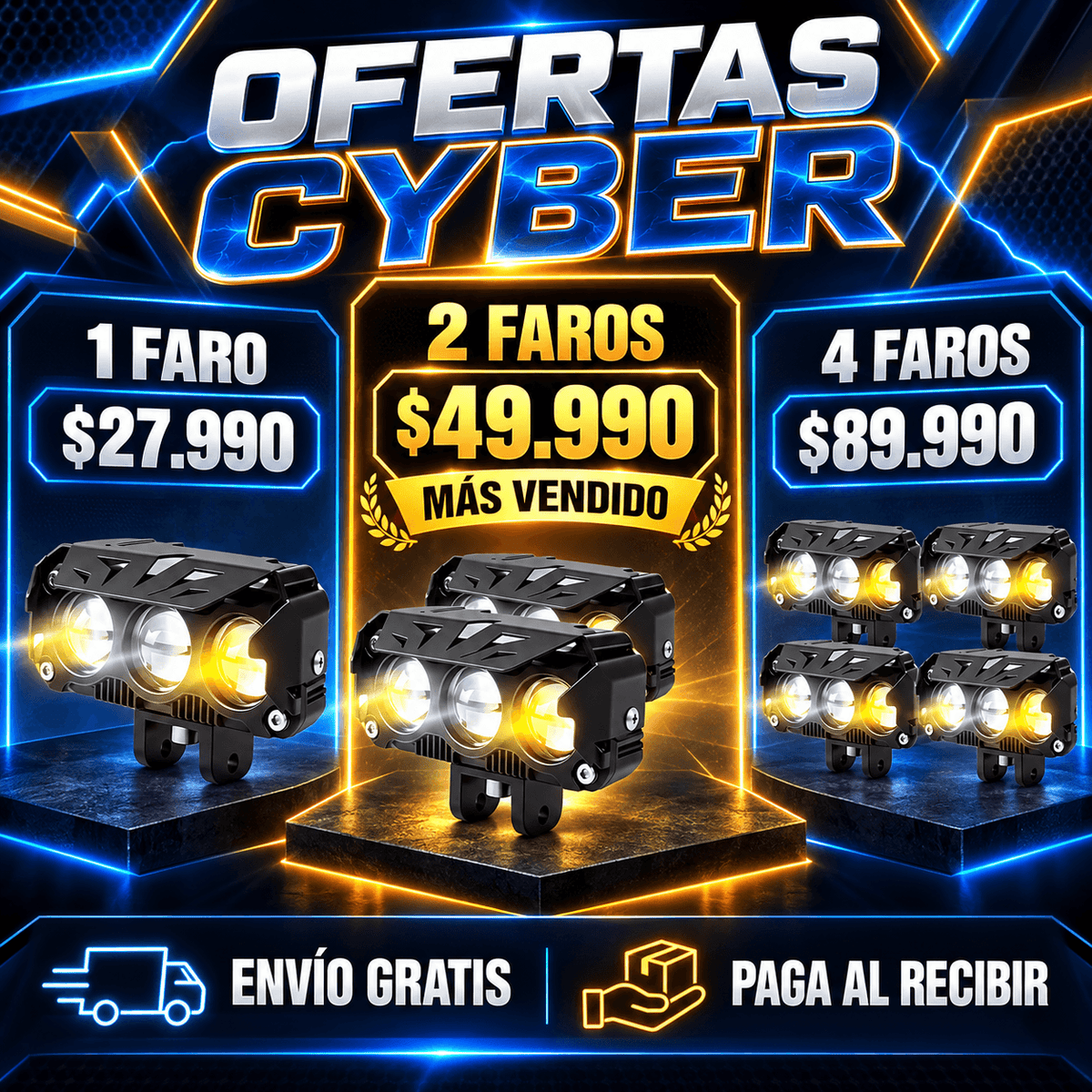 Faro LED DualVision Pro™ | Luz Blanca + Amarilla