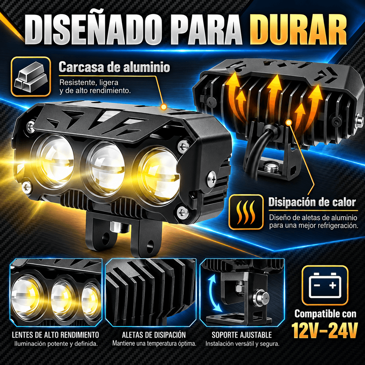 Faro LED DualVision Pro™ | Luz Blanca + Amarilla
