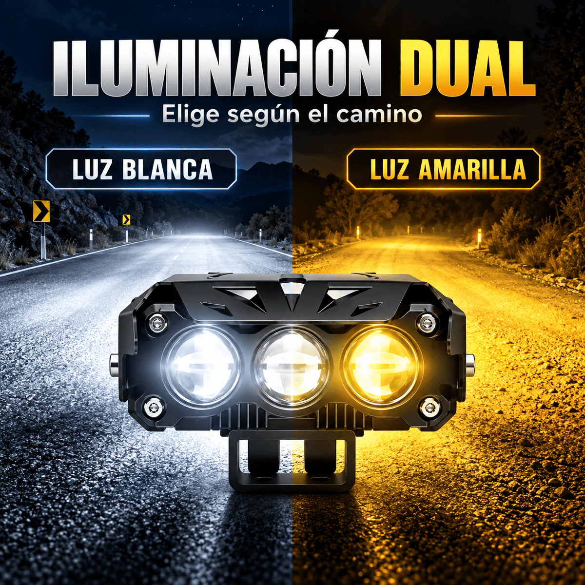 Faro LED DualVision Pro™ | Luz Blanca + Amarilla