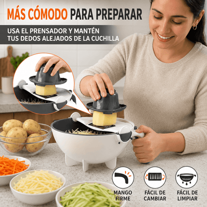CortaSalad Pro™ 9 en 1 | Corta, Ralla, Lava y Escurre + 8 Accesorios GRATIS