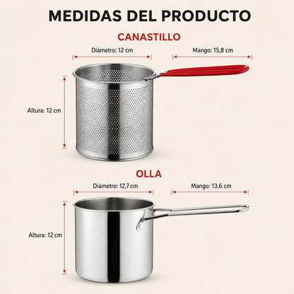 SteelFry™ Olla freidora acero inoxidable° + resultados crujientes con menos aceite