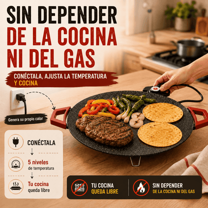 Parrilla Eléctrica MultiCook™Comal + plancha + parrilla en una sola superficie