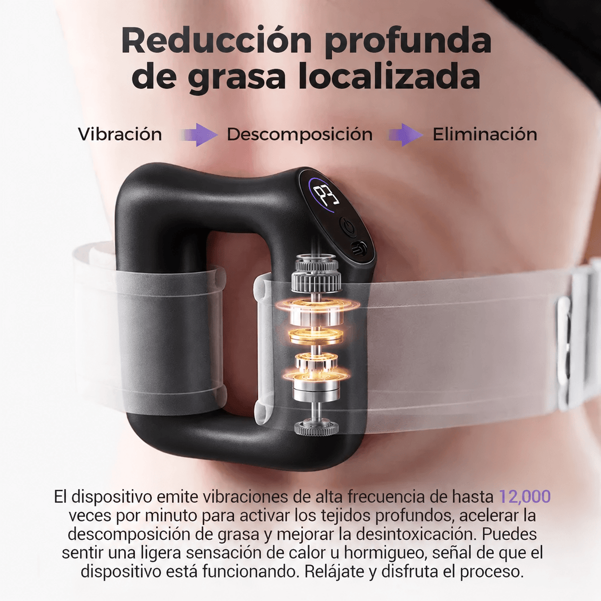 Masajeador Proo + cinta ajustable.  3 en 1 Quema grasa, Mejora digestiva y Masajes.