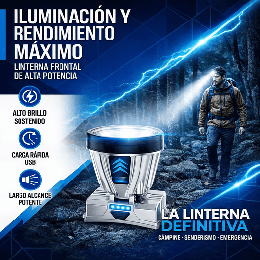Linterna Minera frontal°  alta potencia recargable super brillante
