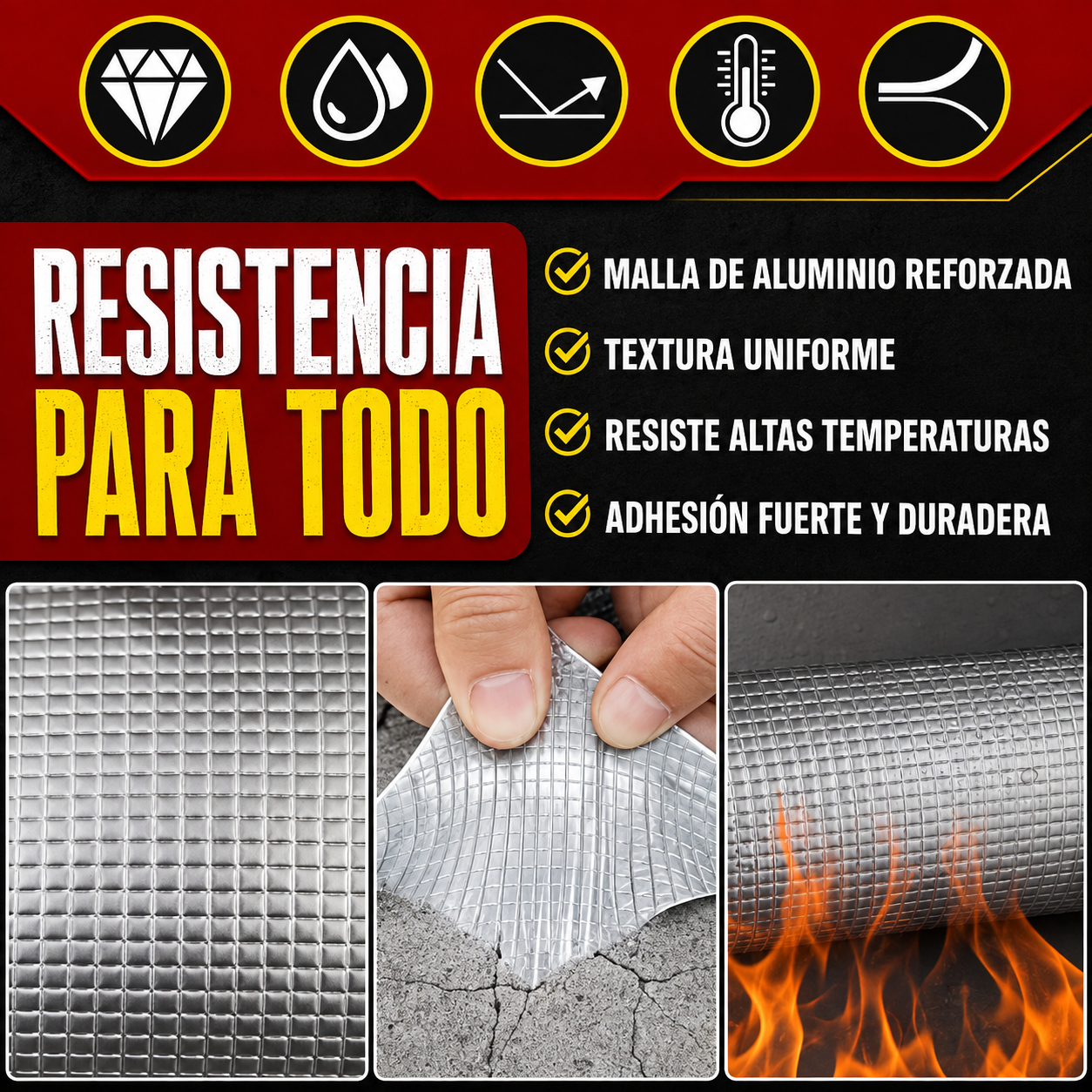 CintaPro2026 TM°. Sella goteras al instante,Resiste agua y humedad.