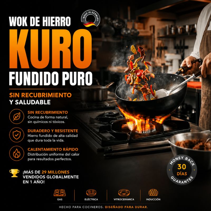 Sartén Kuro 100% hierro Antiadherente 24 cm  + Regalo sorpresa 🎁