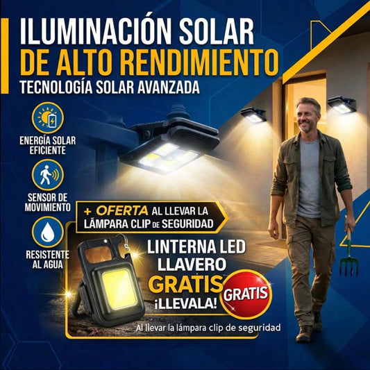 💡 ClipSolar Pro™ – Luz Inteligente con Sensor 🎁 + 1 linterna multifunción llavero