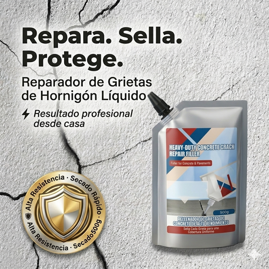 Reparador de Grietas de Hormigón Líquido 500g | Adhesivo Alta Resistencia para Concreto, Cemento, Techos, Pisos y Paredes Exteriores