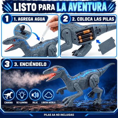 RaptorMist Pro™ | Dinosaurio que Camina, Ruge y Lanza Humo