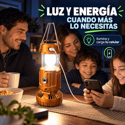 Ventiluz Solar Emergencias™ 3 en 1 | Linterna LED, Ventilador y Cargador USB