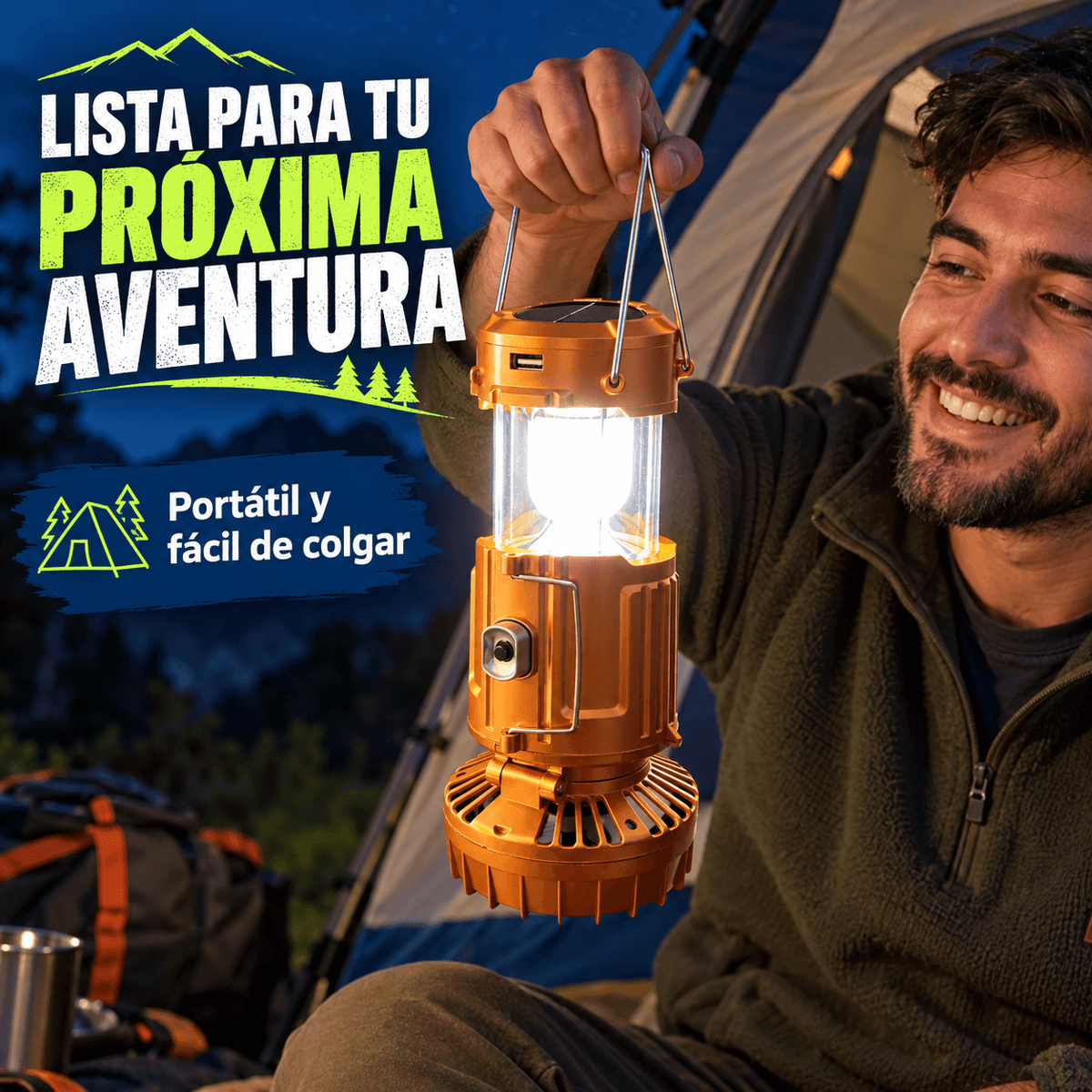Ventiluz Solar Emergencias™ 3 en 1 | Linterna LED, Ventilador y Cargador USB