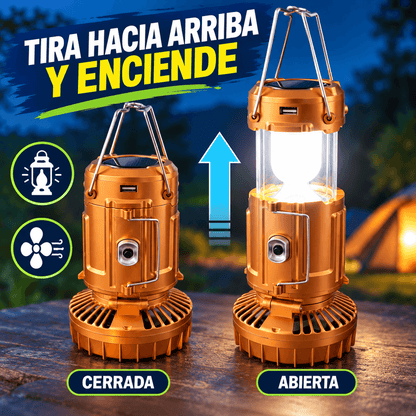 Ventiluz Solar Emergencias™ 3 en 1 | Linterna LED, Ventilador y Cargador USB