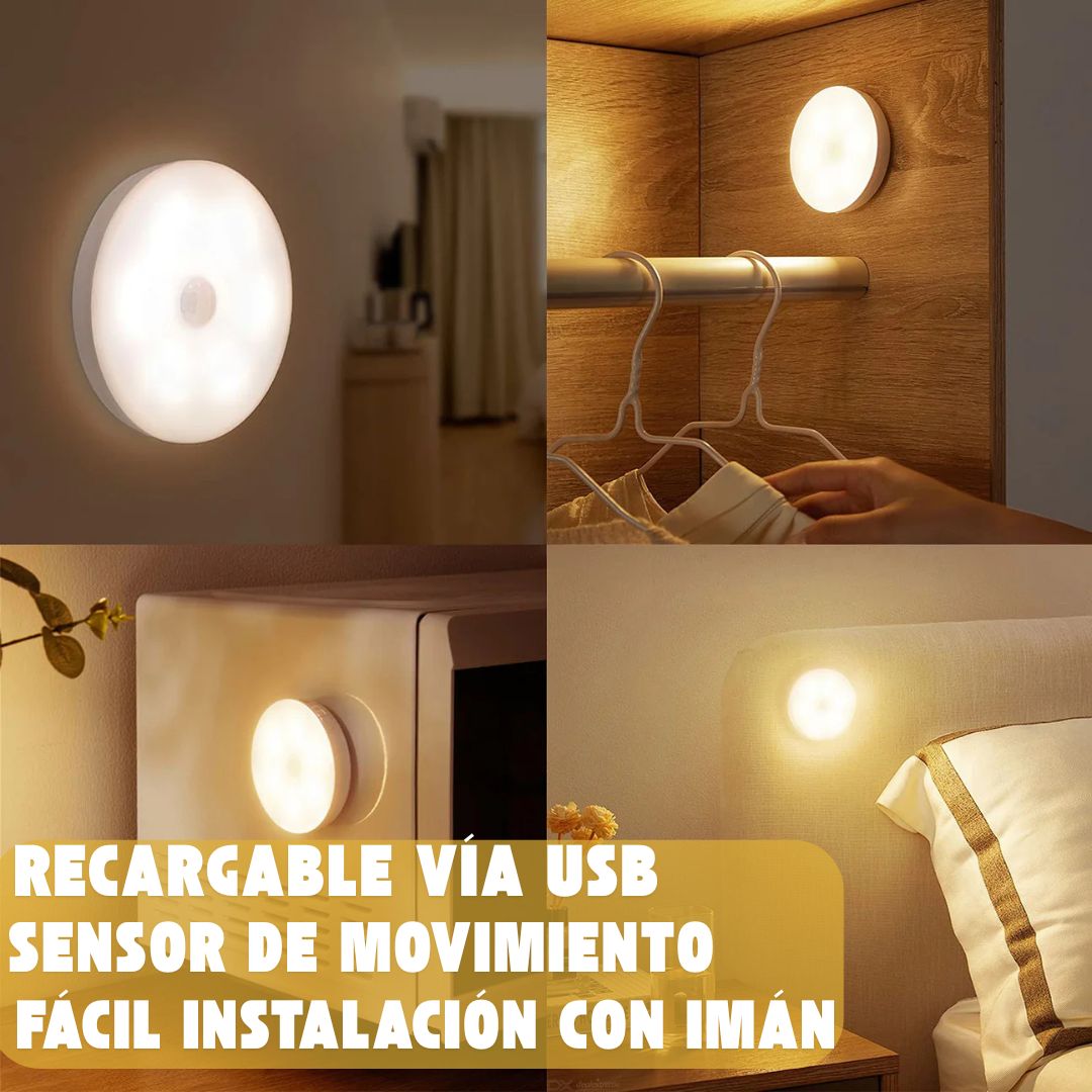 Pack 3 unidades Foco Led recargable con sensor de movimiento.