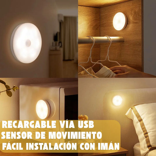 Pack 3 unidades Foco Led recargable con sensor de movimiento.