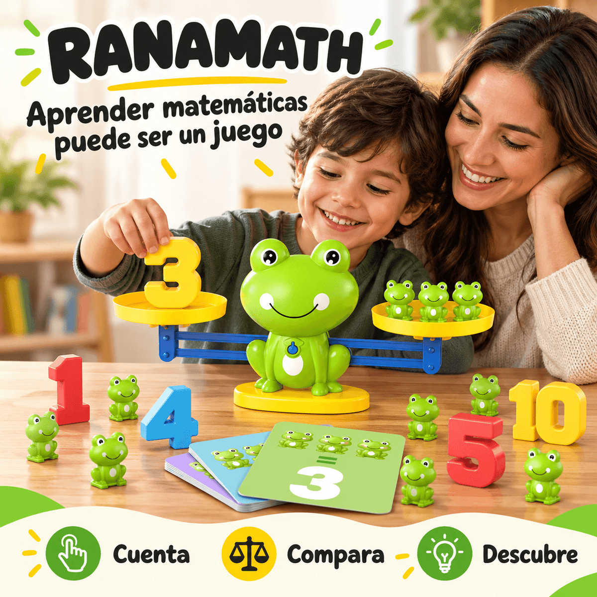 RanaMath™ | Balanza matemática para aprender a contar y sumar jugando