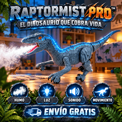 RaptorMist Pro™ | Dinosaurio que Camina, Ruge y Lanza Humo