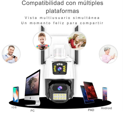 PTZ Exterior 6MP Doble Lente Seguridad 24/7 con app en tu celular 📱🚨