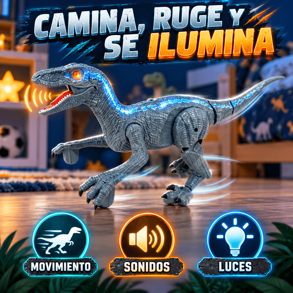 RaptorMist Pro™ | Dinosaurio que Camina, Ruge y Lanza Humo