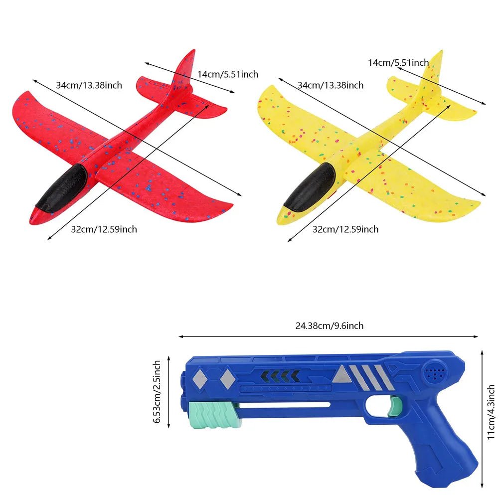 SkyBlast™ Avión Planeador con Pistola de Lanzamiento y Luces