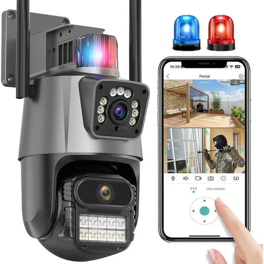 PTZ Exterior 6MP Doble Lente Seguridad 24/7 con app en tu celular 📱🚨